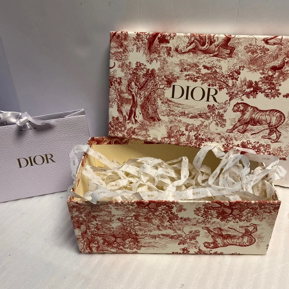 Dior Red Toile De Jouy Gift Box Dior Limited Edition Storage Box Dior Ribbon